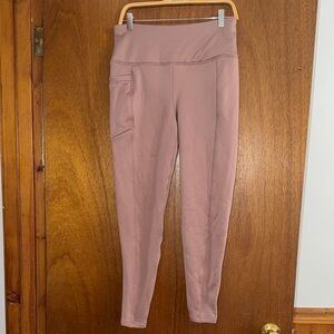 Avalanche Mauve High-Waist Fleece Lined Leggings with Side Pocket